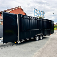 Remorque bar mobile de type conteneur, avec fenêtre de service longue, pré-câblée et pré-alarmpurée pour la conversion en bar mobile personnalisé pour cocktails, bières et matcha.