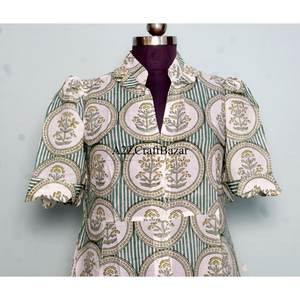 Robe midi en pur coton pour femme, imprimé floral fait main, style décontracté et élégant pour le quotidien et les fêtes, motif uni, style doux - Product Image 2