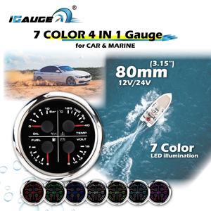 Nuevo IGauge WP804N1B-NB 80mm 12V 24V Medidor de Presión de Aceite, Nivel de Combustible, Temperatura del Agua, Voltaje con Alarma, LED Blanco, Carátula Negra, Acero Inoxidable 316 - Product Image 2