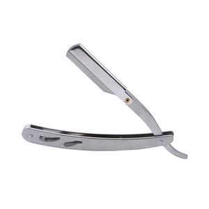 Durable Stainless Steel Folding <b>Straight</b> <b>Razor</b> with Plastic Handle for Professional Salon Men's Face & Bikini Shaving - Product Image 2