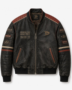 Custom Men Genuine Leather <b>Jacket</b> OEM Private Label Motorcycle <b>Biker</b> <b>Jacket</b> Wholesale Manufacturer - Product Image 1