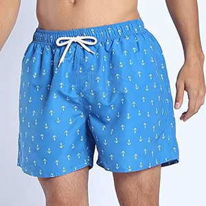 Shorts de bain pour hommes à séchage rapide, motif rayé, logo imprimé, style sportif, pour l'été, personnalisables, vente en gros directe usine - Product Image 4