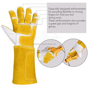 Gants de sécurité en cuir jaune HARAZ, protection thermique, longueur poignet, non doublés, écologiques, détection d'aiguilles, usage extérieur quotidien, quatre saisons - Product Image 6