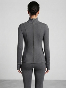 Women's Zip Front Sports <b>Jacket</b> Slim Fit Long Sleeve Stand Collar <b>Workout</b> Training Fitness Activewear - Product Image 3
