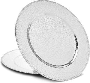 Assiette de présentation texturée argentée, élégante et décorative, pour tables d'événements - Product Image 5