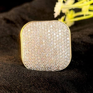 Round Brilliant Cut Moissanite Diamond Hip Hop Engagement <b>Ring</b> 925 Sterling <b>Silver</b> Platinum Plated Iced Out <b>Mens</b> Custom Jewelry - Product Image 2