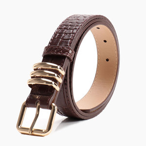 Ceinture en cuir de vache marron et noir avec boucle rectangulaire dorée, style décontracté, ceinture en cuir durable - Product Image 6