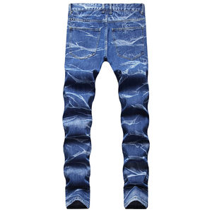 Jean en denim coupe moderne pour homme, tissu denim extensible de qualité supérieure, design classique à cinq poches, vêtements décontractés et tendance - Product Image 3