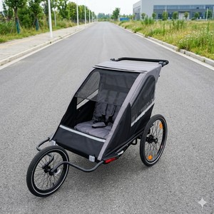 Remorque de vélo pour jumeaux TC-2024T, design léger 3-en-1, avec cadre en aluminium, roue pivotante EVA de 8 pouces à l'avant, pour les aventures en plein air - Product Image 3