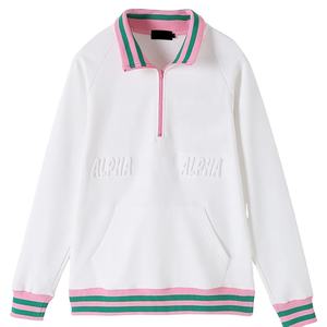 Sweat-shirt d'hiver unisexe Alpha Kapa avec logo frontal, fermeture éclair quart de tour, lettres grecques personnalisées, pour sororité - Product Image 1