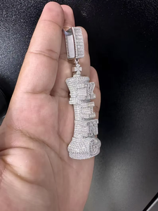 Iced Out <b>King</b> Chess Pendant Silver Tone <b>Crown</b> Design Hip Hop Jewellery for Men - Product Image 3