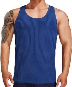 Débardeurs et gilets de sport respirants et côtelés pour hommes, idéaux pour la musculation et le fitness - 100 % polyester, en stock - Product Image 1