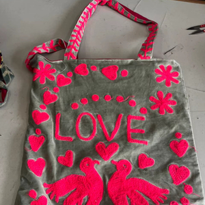 Premium Best for Travel Designs Traditional Party Gift for Women Kids For Girl Love & Peace Velvet Bag with Elegant Embroidery - Product Image 1