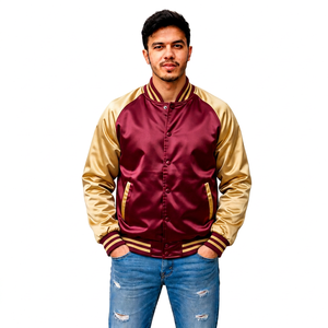 Veste universitaire en satin personnalisée avec manches imprimées, fabricant de vêtements streetwear, vente en gros, marque privée, fournisseur de vêtements OEM - Product Image 1