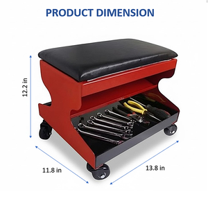 Siège roulant de mécanicien robuste, tabouret de réparation d'atelier de garage avec double rangement d'outils et roulettes pivotantes GAPGAR031 - Product Image 2