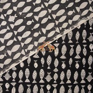 Collection de luxe en tissu voile de coton doux imprimé poisson Bagru fait main en Inde pour la décoration intérieure et la confection de vêtements - Product Image 2