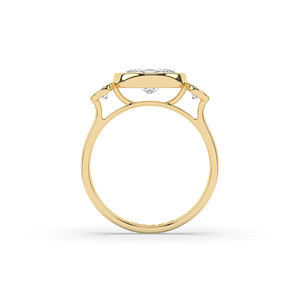 Bague de fiançailles élégante en or jaune 14 carats avec diamant de laboratoire de forme ovale unique, 1,40 carat, légère, bijoux de mariage, fabrication en usine - Product Image 3