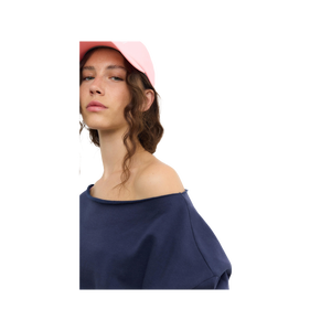 Sweat-shirt oversize pour femme, épaules tombantes, couleur unie, col rond, manches longues, 100% coton tricoté, respirant, style automne - Product Image 1