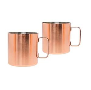 Tazas de Acero Inoxidable con Diseño Grabado y Acabado en Cobre, Juego de 2 Piezas, Tazas de Cobre 100% Hechas a Mano para Comer - Product Image 4