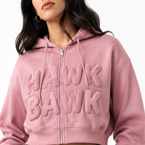 Sudadera corta personalizada para mujer, con capucha, forro polar, cierre frontal, estilo casual, ropa urbana, hecha a medida, estilo urbano, cómoda para mujer. - Product Image 4
