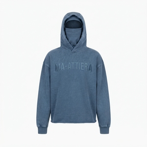 Women's <b>Blue</b> <b>Balaclava</b> Hoodie Oversized Pullover Sweatshirt Fleece Streetwear Face Cover Hood - Product Image 3