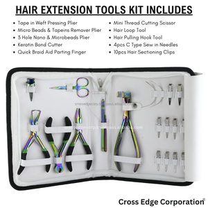 Kit de herramientas de extensión de cabello al por mayor, y cinta en trama microperlas, alicates de presión, dedo de separación, Mini tijera, lazo y gancho, herramienta para dedo - Product Image 2