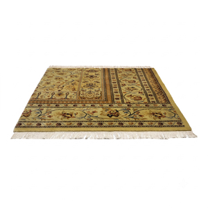 Tapis en mosaïque de galets organiques beige doré, tapis moderne en laine tufté à la main, franges, écologique, antidérapant pour salon, chambre à coucher - Product Image 2