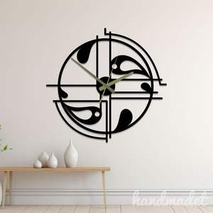 Modern Abstract Artistic <b>Black</b> Metal <b>Wall</b> <b>Clock</b> Yin-Yang Inspired Design for Living Room or Office Decorative Timepiece - Product Image 1