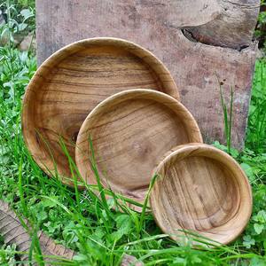 Juego de cuencos de madera de mango hechos a mano de 3 cuencos rústicos para servir comida, aperitivos y frutas para el hogar, Mostrador de cocina, suministro decorativo al por mayor - Product Image 6