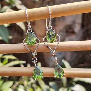 925 Sterling Silver Peridot <b>Earrings</b> Diamond Gold Plated Dangle Drop August Birthstone Wedding Accessory Hook Engagement Gift - Product Image 6