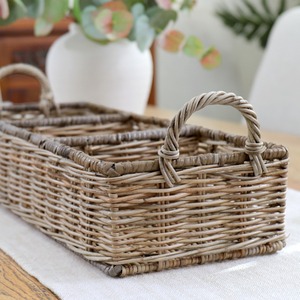 Panier de rangement rectangulaire moderne en rotin naturel à 3 compartiments - Product Image 5