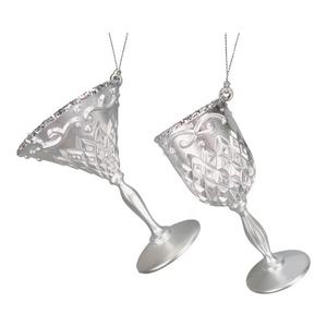 Adorno Navideño de Año Nuevo, Copas de Martini en Acrílico Plateado Mate con Copos de Nieve Plateados, Botella de Vino 3D, Ángel, Perro, Torre - Product Image 2