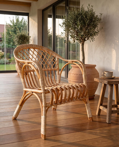 Sillón de Estilo Boho Natural con Diseño de Mimbre, Elegante Sillón de Interior y Exterior, Muebles de Mimbre Tejido para Decoración de Sala de Estar - Product Image 6
