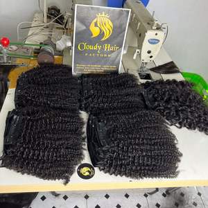 Top Grade 10A Vierge Crépus Bouclés Cheveux 100% Cuticule Aligné Nouvelle Arrivée 100% Extensions de Cheveux Humains Clip Ins - Product Image 3