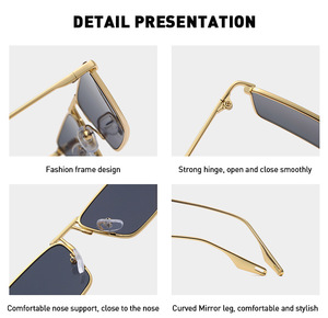LMA 3524New Arrival Fashion Men Gold Metal Ins <b>Square</b> UV400 Lens Women Custom Shades High Quality Punk <b>Sunglasses</b> Design Eyewear - Product Image 4