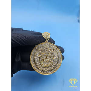 Pendentif médaillon B14 personnalisé, serti de diamants, pour homme, finition ronde, bordure en corde, diamant de laboratoire, bijoux hip hop - Product Image 3