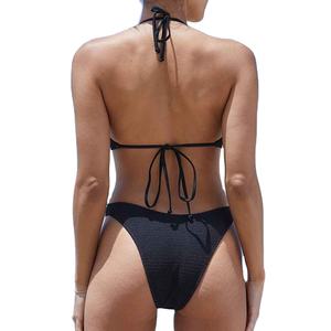 Ensemble de bikini fait main à coupe haute, design minimaliste uni, maillot de bain femme taille basse, style brésilien sexy, tenue de plage - Product Image 3