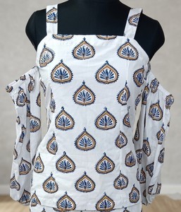 White Printed Co-Ord <b>Set</b> for Women Cold Shoulder Top and Wide Leg Pants Cotton Lounge <b>Set</b> Matching Summer Outfit Resort - Product Image 4