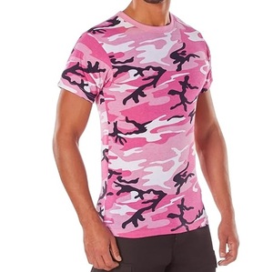 Nouveau design, t-shirts à imprimé brodé camouflage rose, manches courtes, respirants, coupe ajustée, vêtements d'extérieur, chasse, pêche, chemise pour homme - Product Image 1