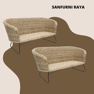 เฟอร์นิเจอร์กลางแจ้งโซฟาสวนหวายหวายสองที่นั่งเฟอร์นิเจอร์ลานใช้โดยตรงผลิตภัณฑ์คุณภาพสูงในราคาไม่แพง - Product Image 3