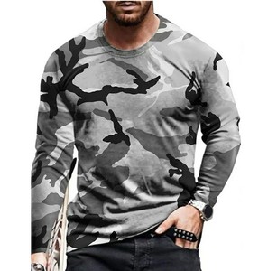 Camiseta de Manga Corta con Estampado de Camuflaje para Hombre, Corte Ajustado, Cuello Redondo, Informal, Tejido de Punto, Transpirable, de Algodón - Product Image 2