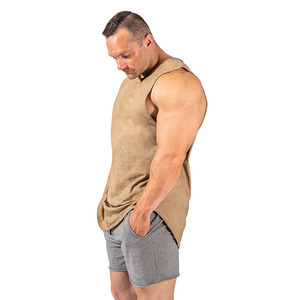 Camisetas sin mangas con capucha para hombre, talla grande, transpirables, de algodón ecológico, para entrenamiento, culturismo, deportivas, estilo stringer, corte muscular. - Product Image 3