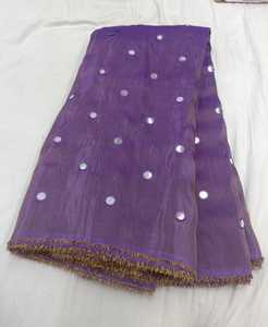Viscose Tissue Mirror Work Fabric 95 GSM 44 Inch Width Elegant Reflective <b>Embroidery</b> <b>Material</b> For Ethnic Party Wear 5 Meters - Product Image 4