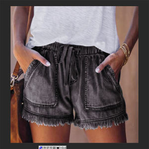 2022 <b>Top</b> Selling Summer Casual Hot Shorts Elastic Waist High Waist Female Women Girl's Lady Hot Denim Shorts - Product Image 5