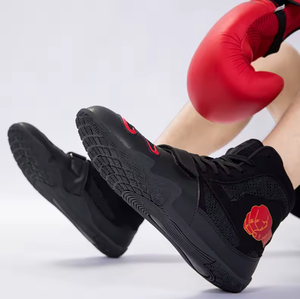 Zapatos de Lucha Libre para Hombre, de Caña Alta, con Parte Superior de Malla Negra y Suela de Goma, Calzado de Entrenamiento de Combate para Gimnasio y Ring - Product Image 4