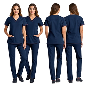 Top Quality Women's Navy Blue Nursing <b>Scrub</b> Set Professional Medical Uniform Apparel - Product Image 3