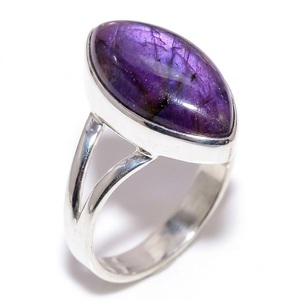 Anillo de Plata de Ley 925 con Labradorita Púrpura Natural, Engaste en Bisel, Hecho a Mano, Joyería de Lujo al por Mayor - Product Image 6