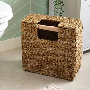 Porte-rouleau de papier toilette en jonc de mer tressé à la main avec couvercle, organisateur en osier naturel pour salle de bain, salon et décoration intérieure, vente en gros - Product Image 2