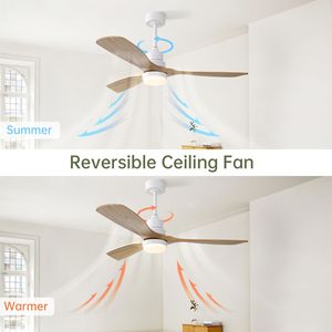 Ventilatore da soffitto reversibile da 52 pollici con motore DC, luce LED dimmerabile e telecomando a 6 velocità, 3 pale in legno per camere da letto - Product Image 2