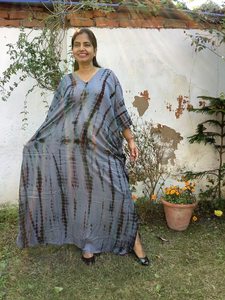 Kaftans floraux de qualité supérieure 100 % coton biologique tissé respectueux de l'environnement, taille naturelle, matière douce, agréable pour la peau, longueur ras du sol - Product Image 6